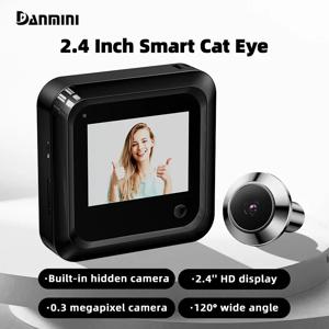 Danmini 디지털 초인종 틈 구멍 2.4인치 HD 디스플레이 300000 픽셀 120 °   광각 카메라 지능형 고양이 눈 보안 도어 뷰어