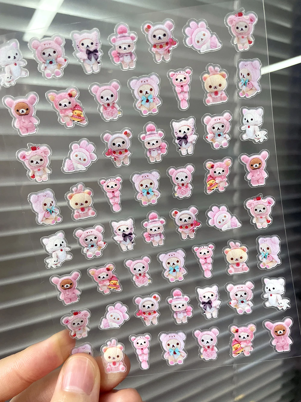 만화 귀여운 Rilakkuma Diy Pvc 접착 스티커 네일 아트 장식 핑크 시리즈 스크랩북 핸드북 방수 스티커 장난감 선물