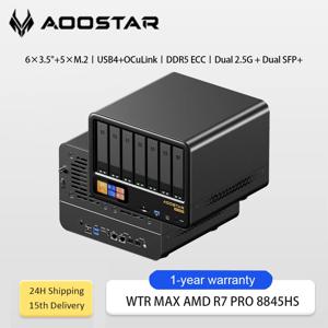 AOOSTAR WTR MAX NAS 미니 PC Ryzen 7 Pro 8845HS 11베이 NAS 듀얼 10G 포트 가정용/사무실 스토리지 서버용 6×3.5