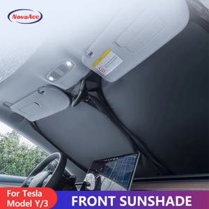 Tesla Model 3 Highland Model Y 2016-2024 Sun Shield 열 UV 보호 바이저 액세서리 용 NovaAcc 앞 유리 차양