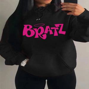 Y2K Bratz Letter New Prints 여성 Hoody 창의력 포켓 streetwear 캐주얼 여러 가지 빛깔의 옷 가을 힙합 여성용 탑
