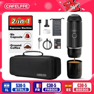 Cafelffe 야외 조합 무선 전기 휴대용 에스프레소 머신, 커피 선물 제공 캠핑 하이킹 여행 가방 카페테라