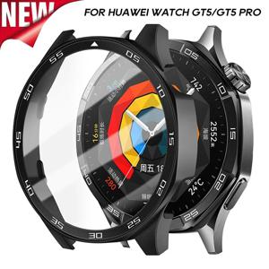 화웨이 시계 GT4 5 용 PC 케이스 화웨이 시계 GT5 Pro 용 풀 커버리지 46MM 보호 커버 범퍼 쉘 스크린 프로텍터