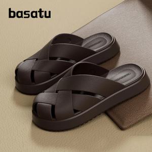 BASATU 남자 여름 Anti-slip EVA 폐쇄 발가락 슬리퍼 부드러운 야외 Baotou 샌들 커플 남여 홈 실내 집 신발 신발
