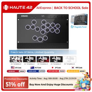 Haute42 마그네틱 히트박스 레버리스 컨트롤러 버튼 림 아케이드 컨트롤러 (PC/PS4/PS5/스위치용) 스틱리스 아케이드 스틱 히트박스