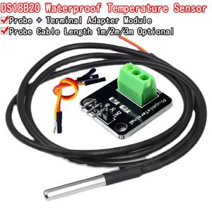 DS18B20 온도 센서 모듈 키트 방수 100CM 디지털 센서 케이블 Arduino 용 스테인레스 스틸 프로브 터미널 어댑터