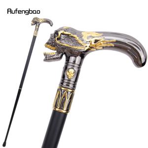 골든 블랙 해골 머리 워킹 지팡이 패션 장식 워킹 스틱 신사 우아한 코스프레 지팡이 손잡이 Crosier 92cm