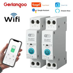 Tuya WiFi 스마트 회로 차단기 MCB 1P + N 63A 타이머 전력 에너지 kWh 전압 전류 측정기 보호기 음성 원격 제어 스위치