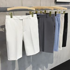 2025 Chino Shorts 남성 프론트 플리츠 반바지 캐주얼 버뮤다 작업복 반바지 여름용 한국 패션 바지