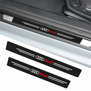 4Pcs 탄소 섬유 자동차 도어 씰 보호기 임계 값 스티커 아우디 Sline A1 A3 A4 A5 A6 C7 A7 A8 B8 B9 B6 C6 Q2 Q3 Q5 Q7 TT RS