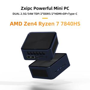ZXIPC 미니 PC AMD Ryzen 7 7840HS DDR5 M.2 NVME SSD 데스크탑 컴퓨터 4K HDMI 디스플레이/WiFi6/USB3.2/오피스 지원