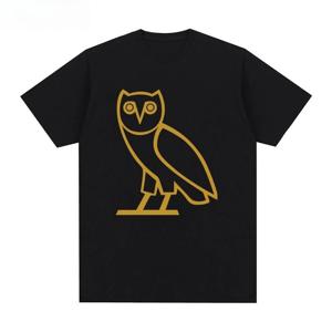 Drake Male Duck OVO 남성 및 여성 티셔츠 라운드 넥 티셔츠 퓨어 코튼 반소매 힙합 랩 루즈 CLB 캐나다