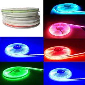 DC 12V 24V COB 스트립 320Leds/480LedsM 고밀도 RA90/RA95 핑크 옐로우 아이스 블루 레드 그린 유연한 리본 로프 FOB LED 라이트
