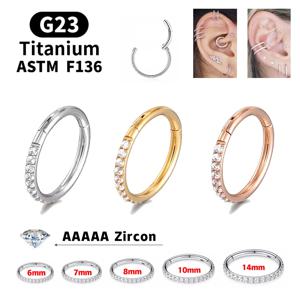 18G/16G 여성용 라운드 귀걸이 G23 F136 티타늄 코 링 힌지 리모콘 오픈 다이어프램 코 링 패션 레이디 피어싱 쥬얼리