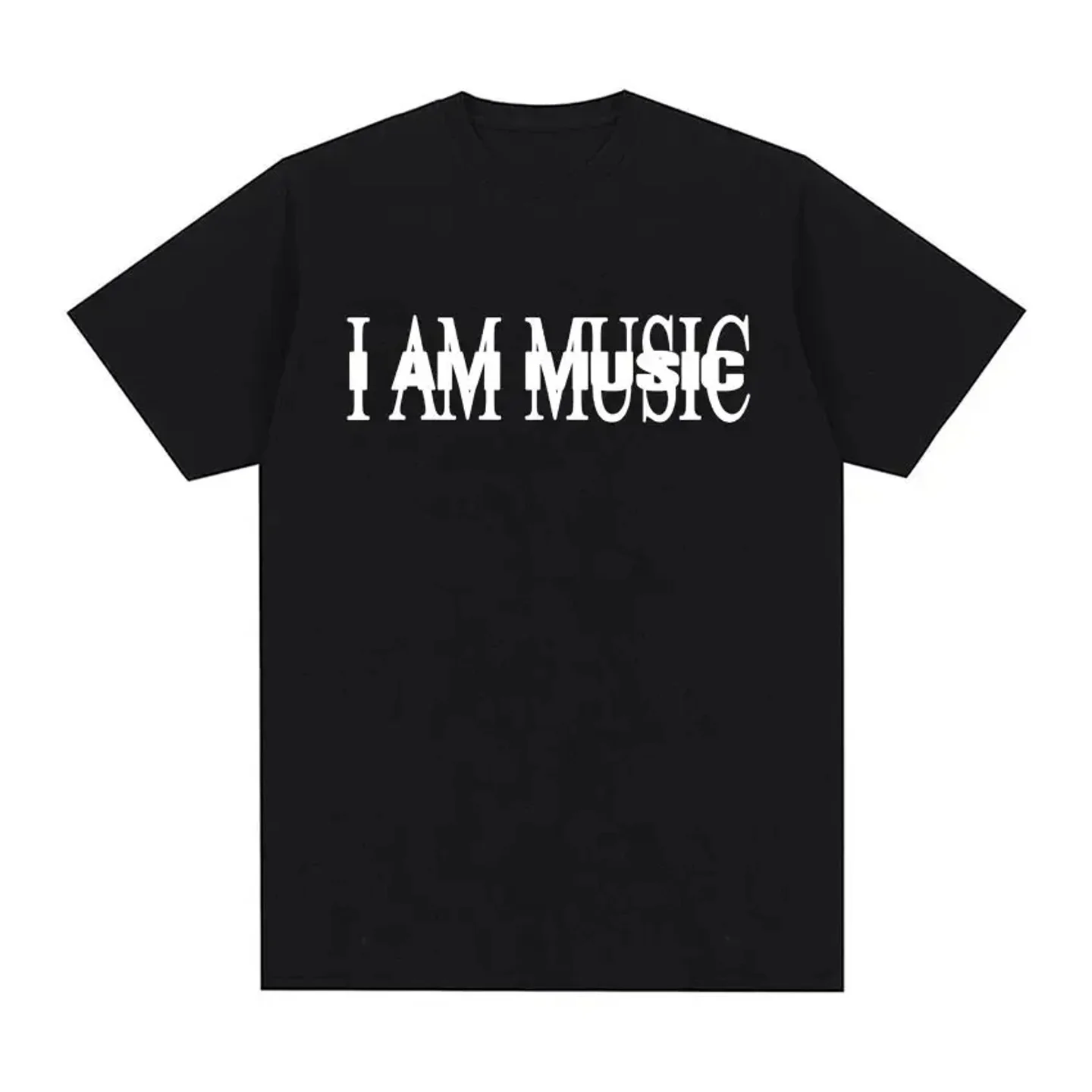 남성 반팔 티셔츠 I AM MUSIC 프린트 소프트 코튼 캐주얼 편안한 트렌디 스트릿웨어 데일리웨어 음악 애호가 쿨 티