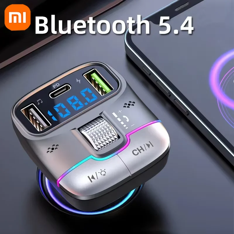 샤오미 FM 송신기 핸즈프리 자동차 AUX 라디오 변조기 MP3 플레이어, 고속 충전 어댑터, 자동차 액세서리, 블루투스 5.4