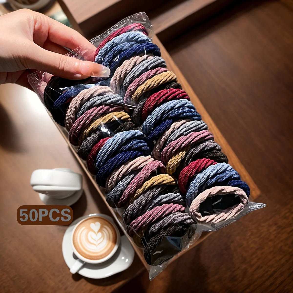 50 및 100pcs 한국어 버전 다채로운 내구성 탄성 두꺼운 헤어 타이 헤어 링 헤어 액세서리