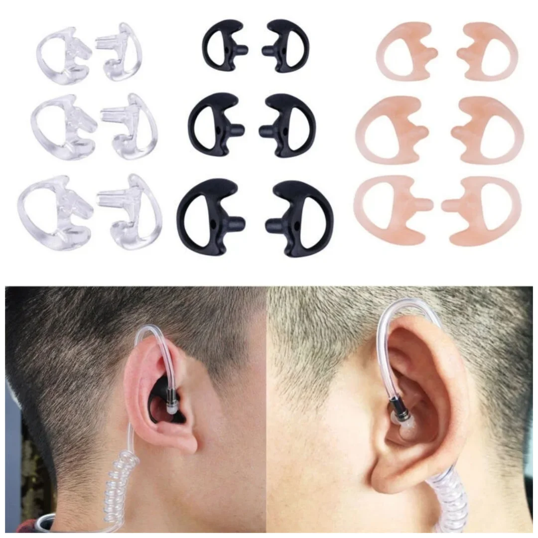 2Pcs 귀 몰드 소프트 2 웨이 라디오 이어 몰드 어쿠스틱 코일 튜브 오디오 키트 용 이어폰 인서트 교체 헤드폰 액세서리