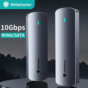 Yottamaster M2 SSD 인클로저 듀얼 프로토콜 하드 디스크 케이스 10Gbps NVME PCIE 및 5Gbps SATA AHCI 외장 솔리드 스테이트 드라이브 케이스