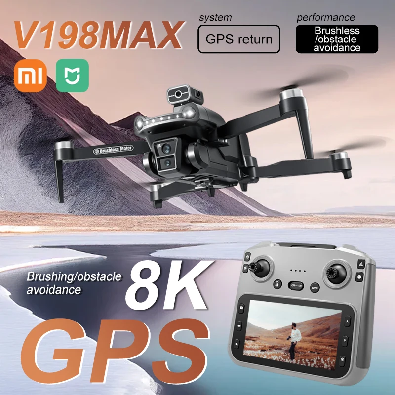 Xiaomi Mijia V198MAX 드론 8K Profesional FPV 브러시리스 레이저 장애물 회피 공중 광학 접이식 쿼드콥터 미니 4K Dron