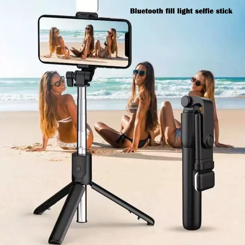 무선 블루투스 Selfie 스틱 삼각대 스탠드 아이폰에 대 한 채우기 빛 원격 셔터 삼각대 삼성 Xiaomi 라이브 전화 홀더