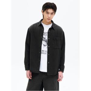 스프레이 데님 긴팔 셔츠  블랙 (265264APE5)