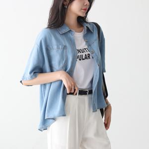루즈핏 연청 반팔 데님 남방 #49783