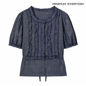 정상가:79,000원 ㅣ [미니멈 에브리데이]프릴 버튼 퍼프 블라우스 (EB2BA061D)