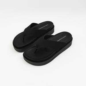 신난다슈 남성 쪼리 뮬 슬리퍼 샌들 4cm 남자 발편한 쿠션 통굽 YM25MCURY 블랙