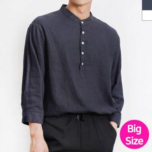 린넨남자7부남방 남자데일리남방 빅사이즈7부남방 캐주얼남방 헨리넥남방 빅사이즈남방