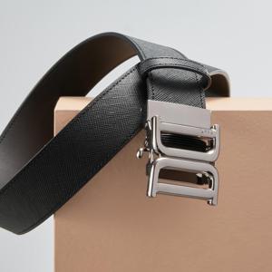 [선물포장/쇼핑백동봉] 블랙 DD 메탈릭 버클 소가죽 자동벨트 DBBE4F087