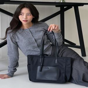 헤지스 액세서리 HIBA5F952BK [선물추천][라잇백] 블랙 심플 포켓 나일론 탑집 쇼퍼백