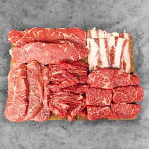 소고기 4팩 실속세트 1kg / 채끝세트 / 채끝+우삼겹+부채살+갈비살