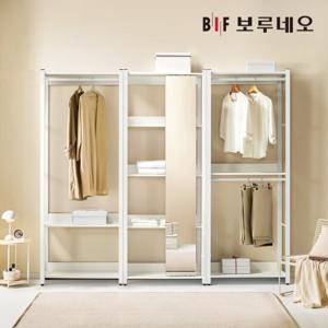 보루네오 아이든 시스템 행거 철제 드레스룸 2400 N 선반거울장