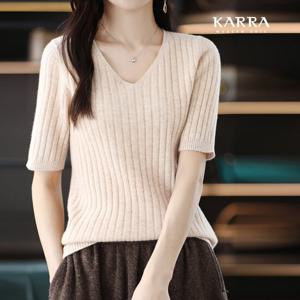 [카라]KARRA 세로골지브이넥니트_A3F0918