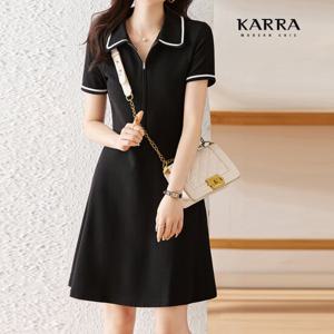 [카라]KARRA 라인배색하프집업원피스_A3F0939