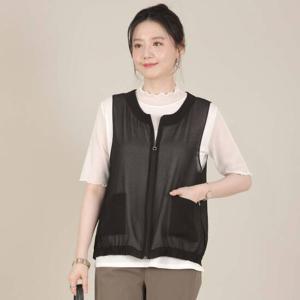 애비뉴투지 엄마옷 델리 쉬폰 시스루 지퍼 오픈 밑주름 여름 조끼 V08540