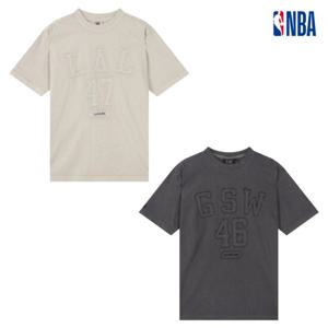 NBA N252TS123P 공용 오버핏 피그먼트 패치워크 반팔 티셔츠 STG
