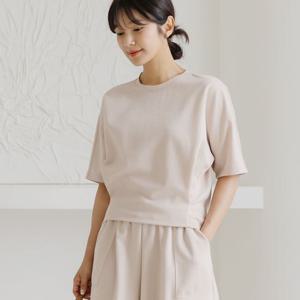 [바네사빈]워싱 핀턱 가오리핏 라운드 티셔츠 v01184