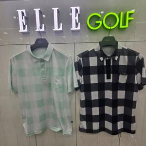 [엘르골프]남성 체크패턴 폴로 반팔 티셔츠6I35212J_DJ