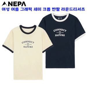 [네파](7L45378) 여성 여름 그래픽 캐주얼 세미 크롭 반팔 라운드 티셔츠