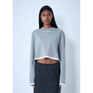 25 FW 프라다 여성 로고 모티프 티셔츠  pra0262059gry