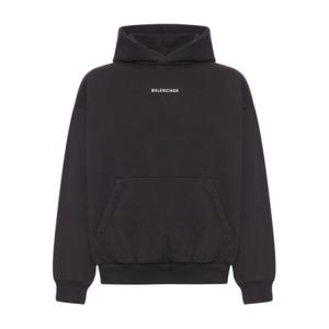 발렌시아가 후드 티셔츠 767877 TRVJ31569 FADED BLACK WHITE