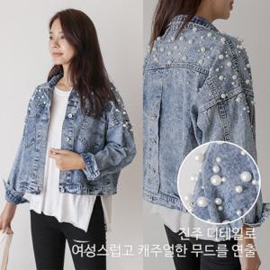 시크릿 진주 디테일 루즈핏 데님