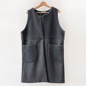 [아이우먼]빅사이즈털베스트 T524L412 러블리양털오픈롱조끼 BS