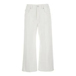 BRUNELLO CUCINELLI White Jeans with Wide Leg and Monil Detail on the Rear in Denim Woman MPH81P4008C600