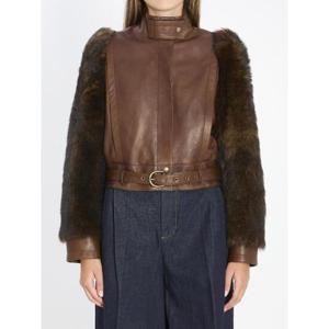 CHLOE Short high-neck leather jacket CH25ACV4320628D
