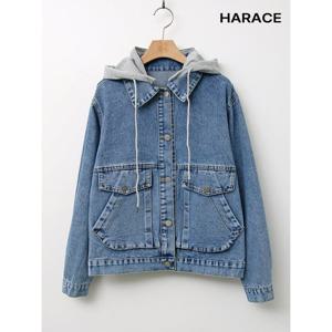[헤레이스]크로스데님 후드 청자켓_YMSH25SS145