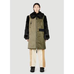 25 FW UGG x Feng Chen Wang 여성  모피 소매 롱 코트 ufc0251001grn