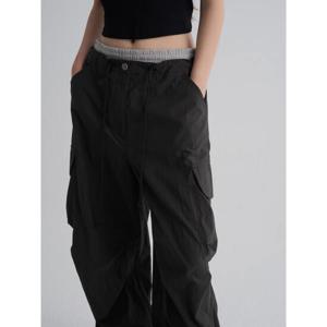 (355721LY3R) [에잇세컨즈] 더블 웨이스트 코튼 나일론 카고 팬츠  네이비